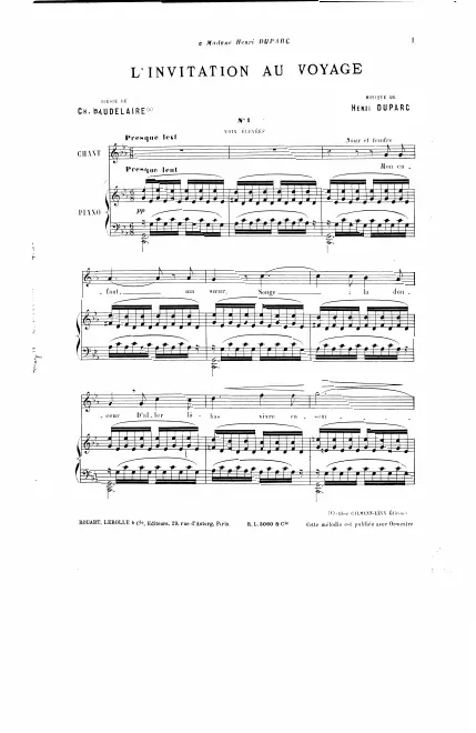 First page of L’invitation au voyage