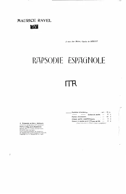 First page of Rapsodie espagnole