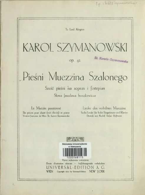 First page of Songs of the Infatuated Muezzin