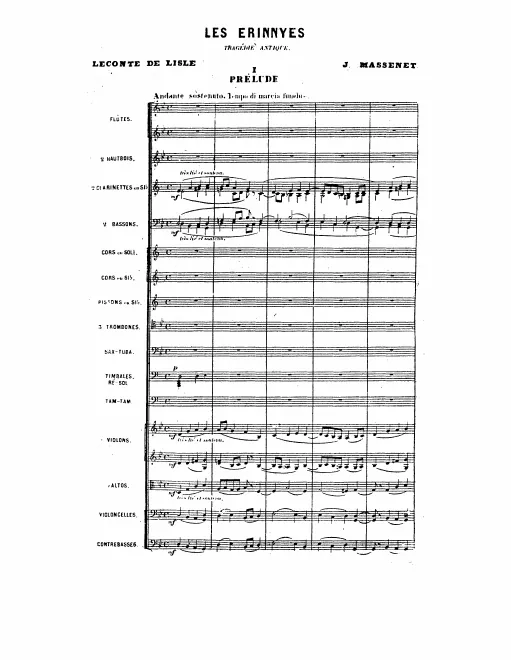 First page of Les Érinnyes. Tragédie antique de Leconte de Lisle