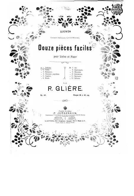First page of 12 Pièces faciles pour violon et piano