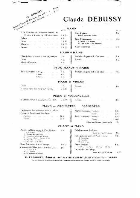 First page of Fêtes galantes, Premier recueil