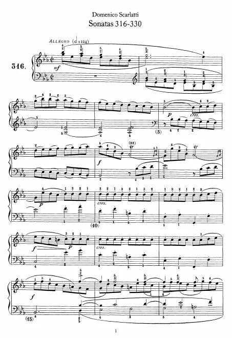 First page of Keyboard Sonata in E-flat major