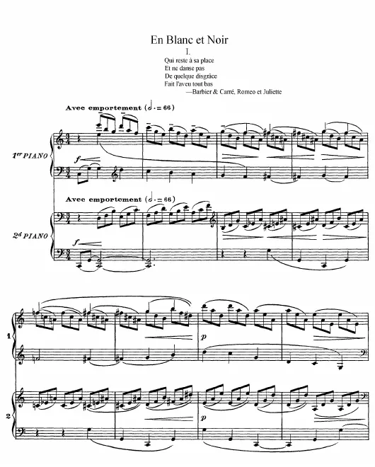 First page of En blanc et noir
