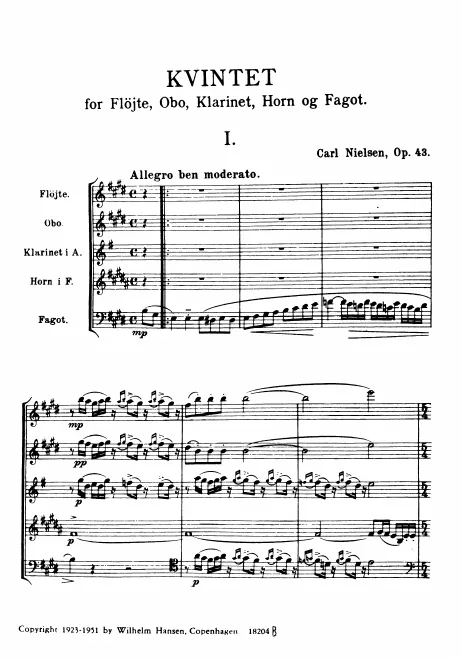 First page of Wind Quintet