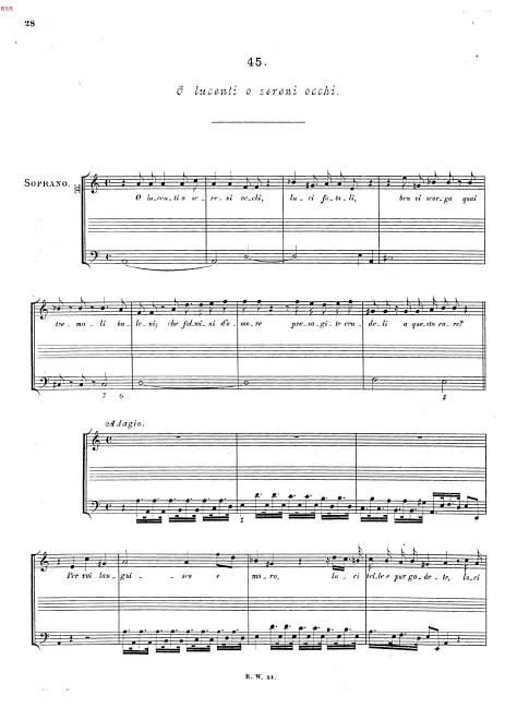 First page of O lucenti, o sereni occhi, HWV 144