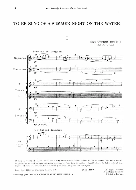 First page of To Be Sung of a Summer Night on the Water
