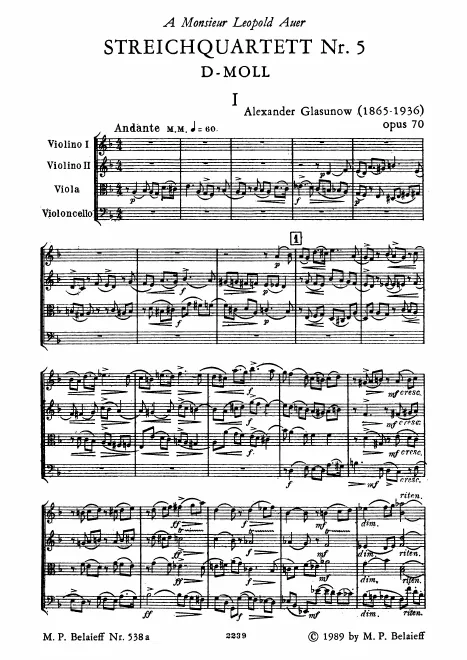 First page of String Quartet No.5