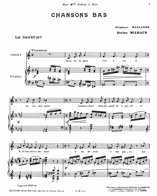 First page of Chansons bas