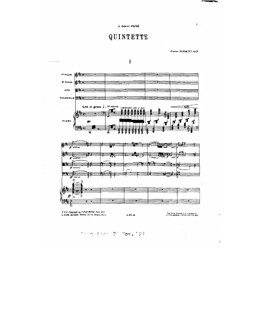 First page of Piano Quintet