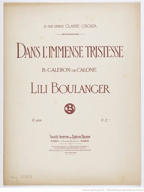 First page of Dans l'immense tristesse