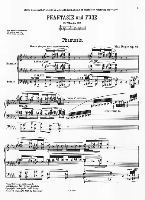 First page of Phantasie und Fuge über den Namen B-A-C-H