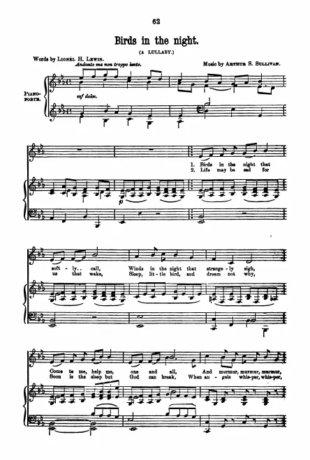 First page of Birds in the Night (A Lullaby)