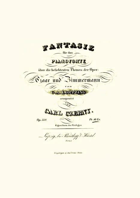 First page of Fantasie über die beliebtesten Themen der Oper 'Czaar und Zimmermann' von Lortzing