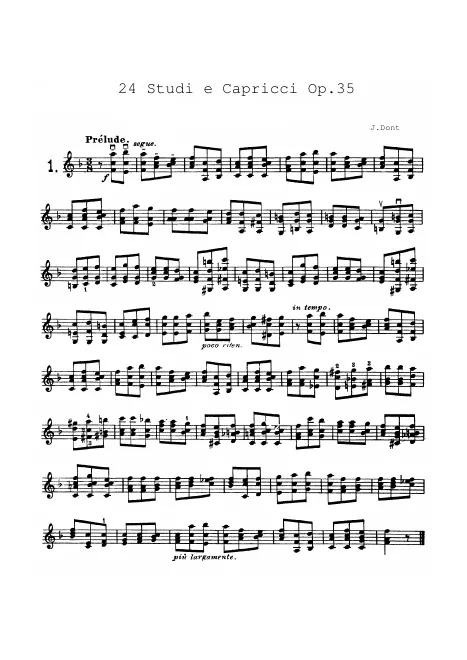 First page of 24 Etudes or Caprices