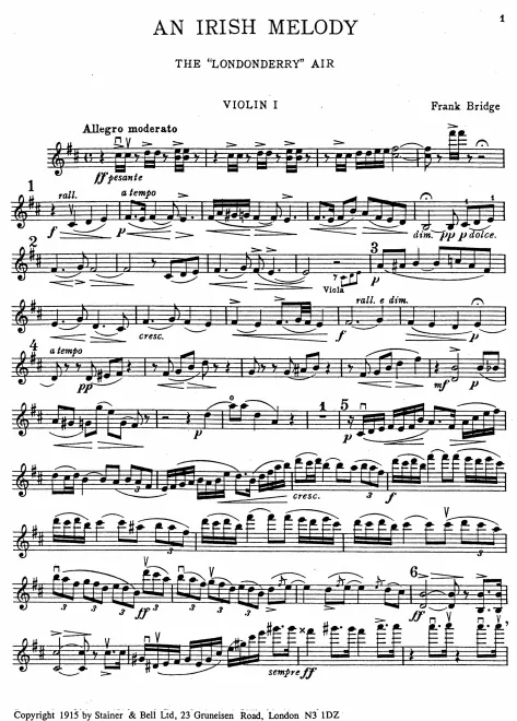 First page of An Irish Melody 'The Londonderry Air'