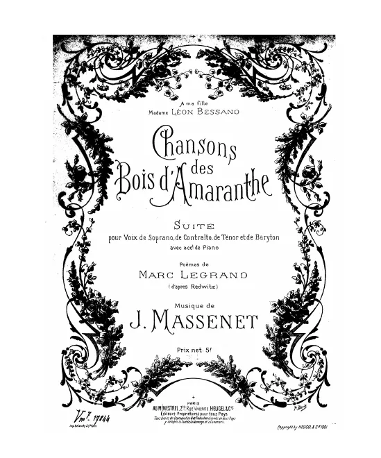 First page of Chansons des bois d'amaranthe