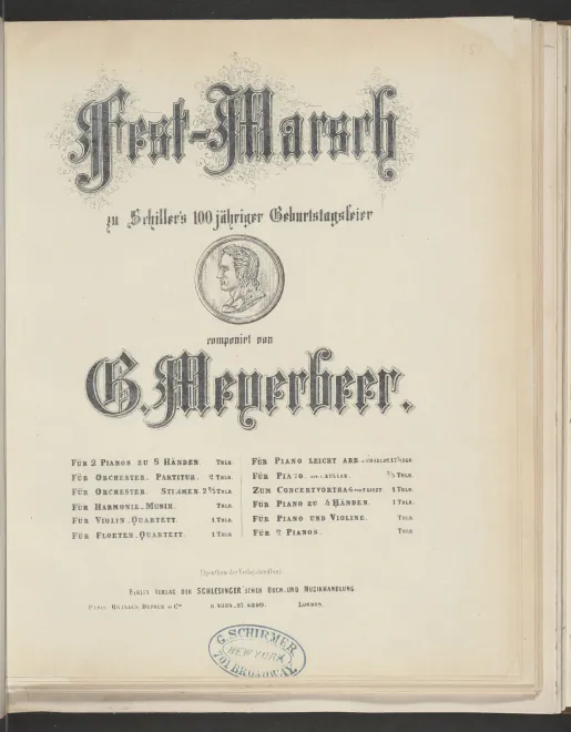 First page of Festmarsch zu Schillers 100 jähriger Geburtstagsfeier