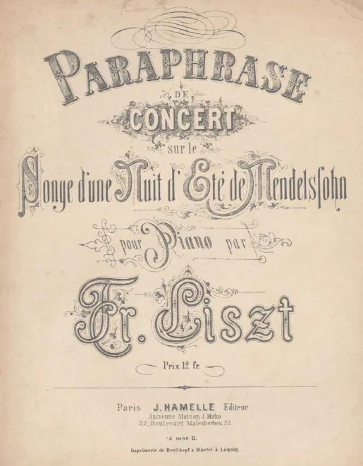 First page of Konzertparaphrase über Mendelssohns Hochzeitsmarsch und Elfenreigen aus der Musik zu Shakespeares Sommernachtstraum