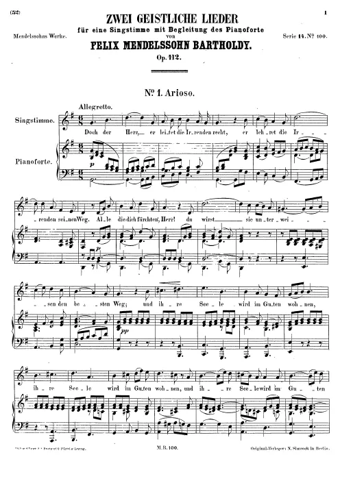 First page of 2 Songs, Op.112