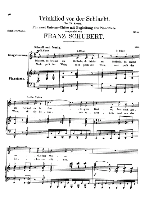 First page of Trinklied vor der Schlacht