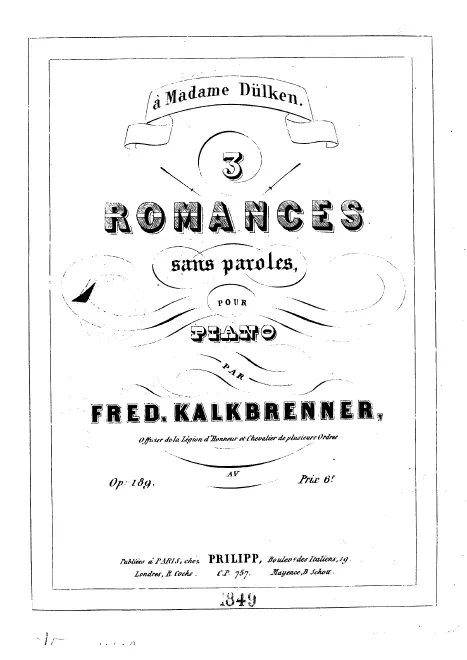 First page of 3 Romances sans Paroles