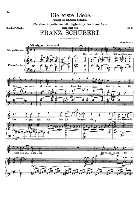 First page of Die erste Liebe, D.182