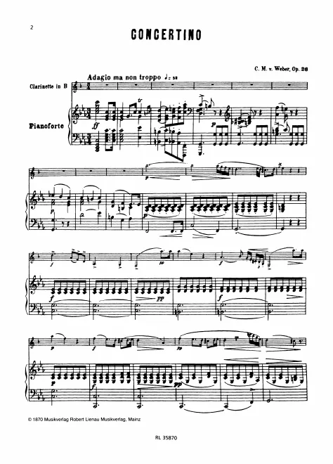 First page of Clarinet Concertino