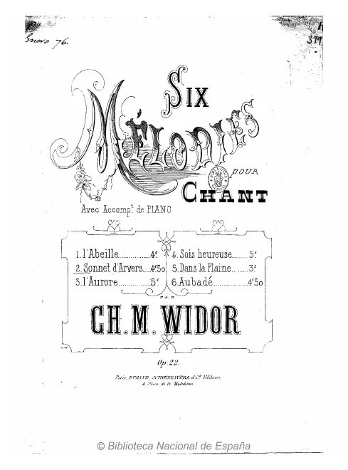 First page of Six mélodies