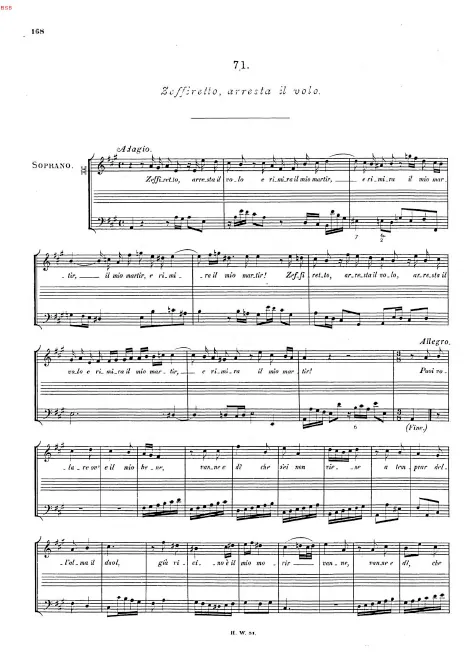 First page of Zeffiretto, arresta il volo, HWV 177