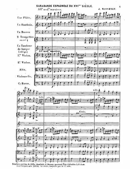 First page of Sarabande espagnole du seizième siècle