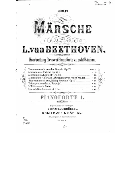 First page of Märsche für zwei Pianoforte zu acht Händen