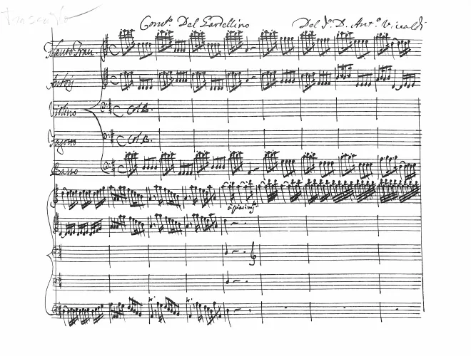 First page of Concerto for Flute, Oboe, Violin and Bassoon in D major