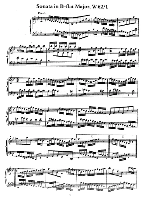 First page of Keyboard Sonata in B major