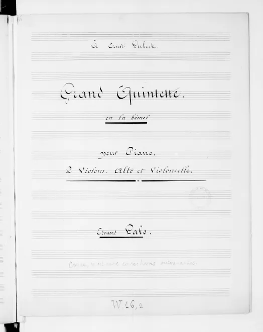 First page of Grand Quintette in A-flat major