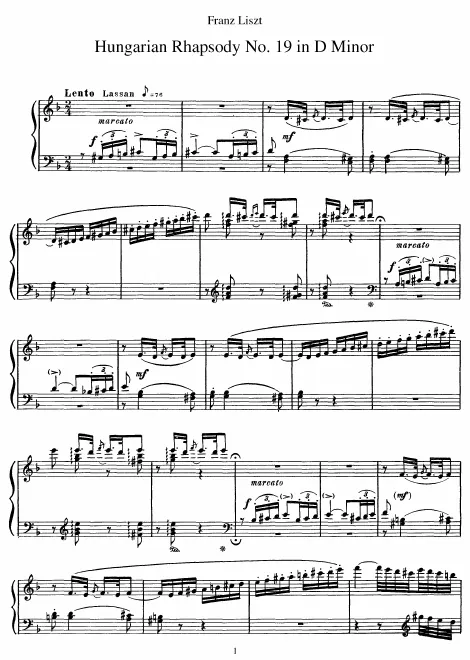 First page of Hungarian Rhapsody No.19
