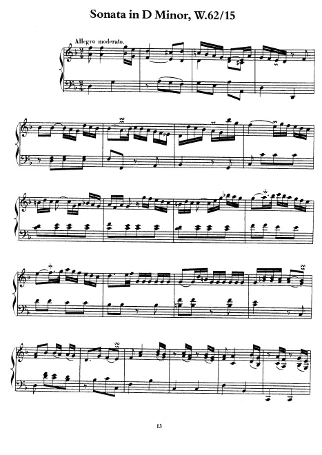 First page of Keyboard Sonata in D minor