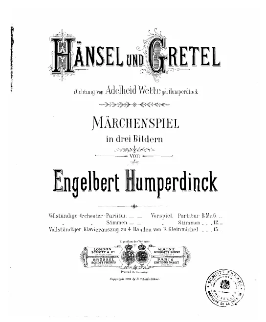 First page of Hänsel und Gretel