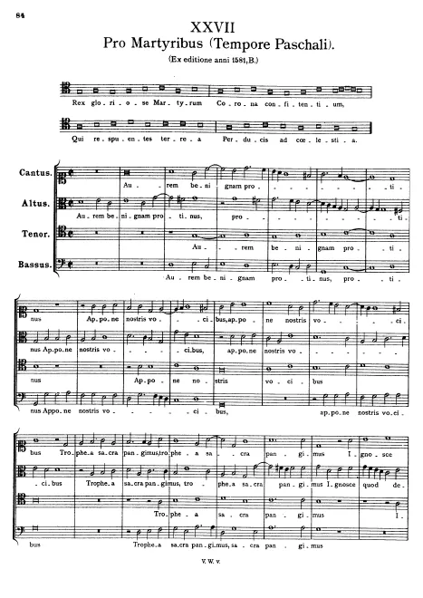 First page of Rex gloriose martyrum