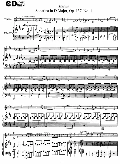 First page of Violin Sonata in D major