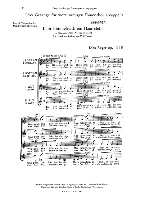 First page of 3 Songs for 4-part Female Choir