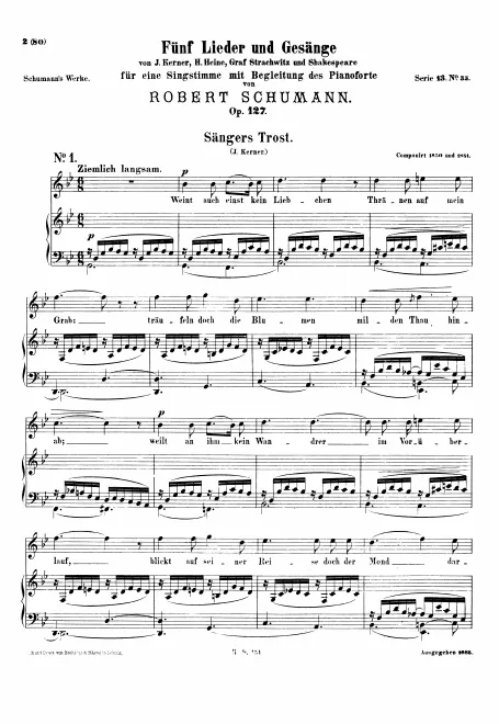 First page of 5 Lieder und Gesänge, Op.127