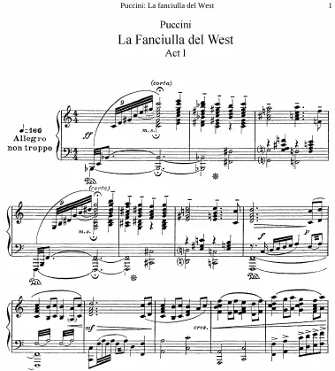 First page of La fanciulla del West