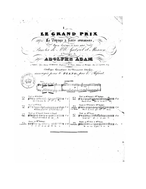 First page of Le grand prix, ou Le voyage à frais communs