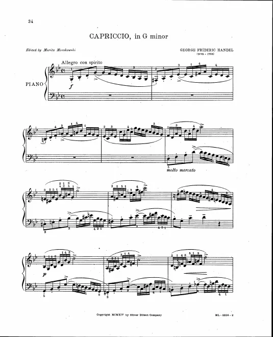 First page of Capriccio in G minor