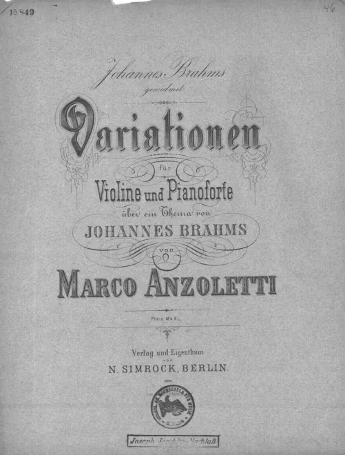 First page of Variationen über ein Thema von Johannes Brahms