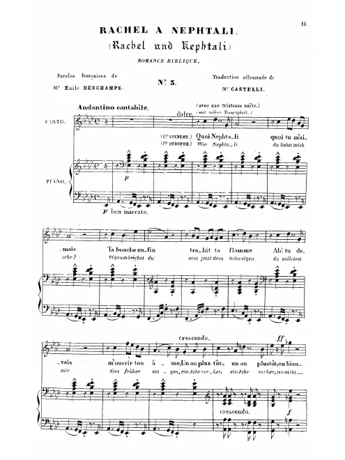 First page of Rachel à Nephtali / Rachel und Nephtali