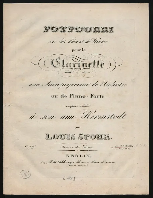 First page of Potpourri for Clarinet and Orchestra in F major