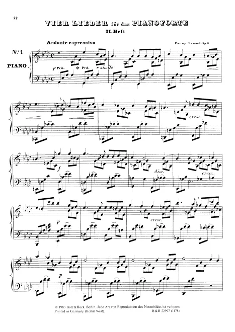 First page of 4 Lieder for Piano