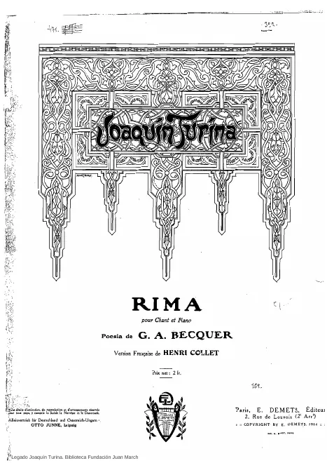 First page of Rima pour chant et piano